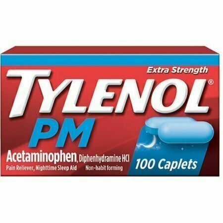 TYLENOL PM Extra Strength Pain Reliever/Nighttime Sleep Aid Caplets 100 each 
